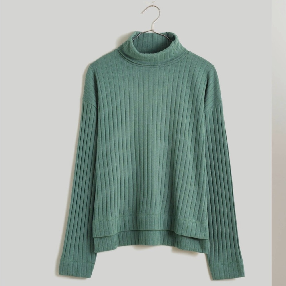 Madewell Green Relaxed Ribbed Turtleneck NWT Large